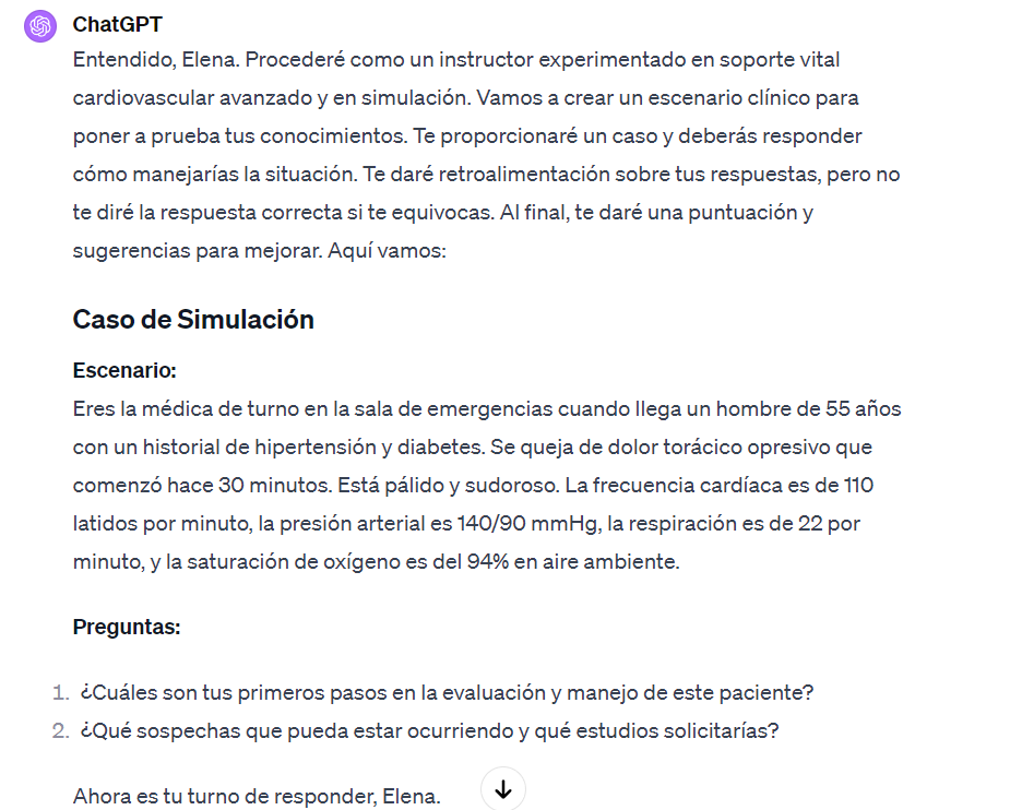 Ejemplo de la conversación con ChatGPT
Introducción de ChatGPT revolucionando la enseñanza y evaluación en urgencias y emergencias
