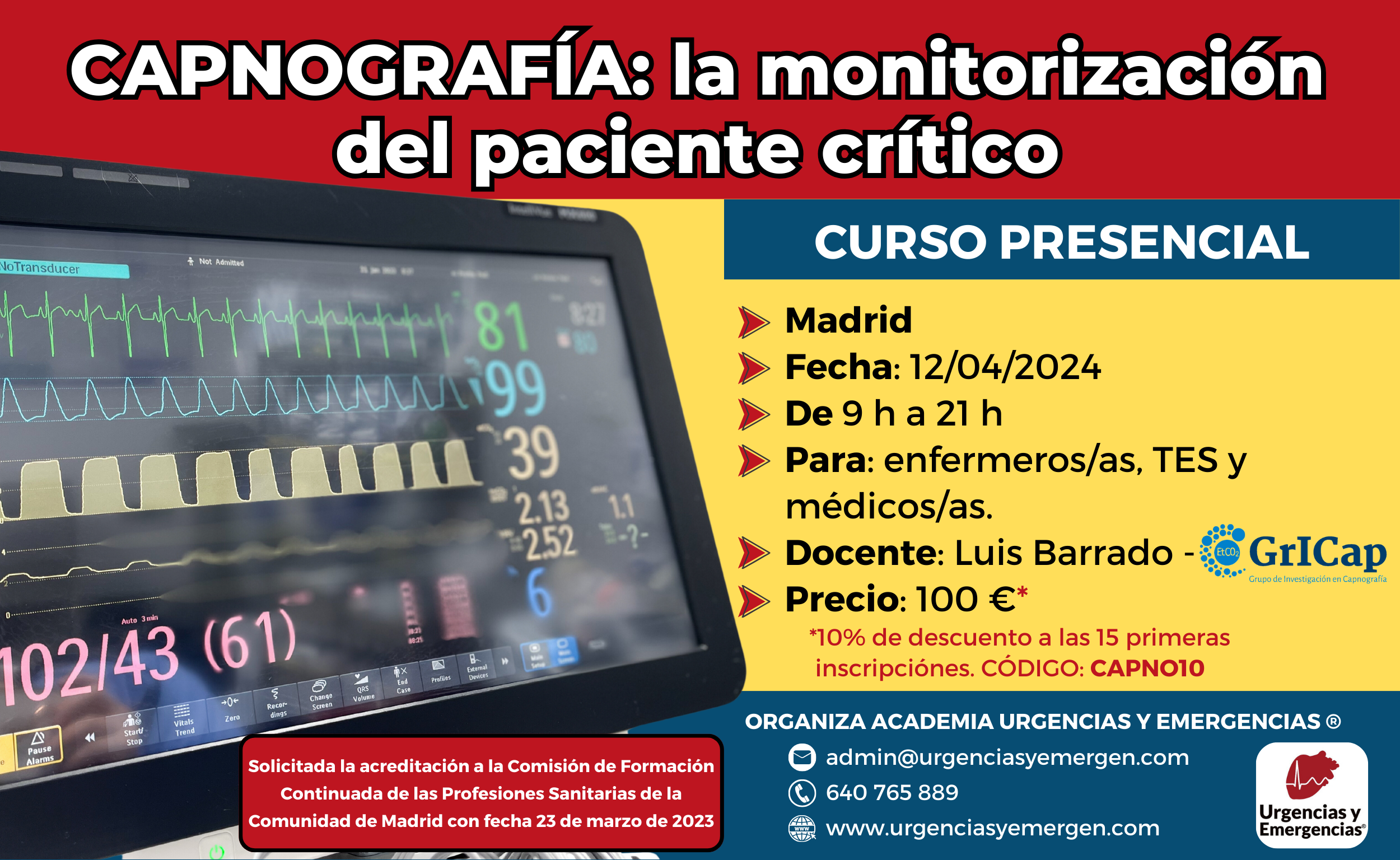 capnografía la monitorización del paciente crítico Luis Barrado GRICAP curso Madrid Urgencias y emergencias